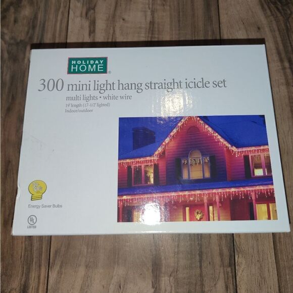 Holiday Home 300 Mini Light Hang Straight Icicle Set Multi Lights - Picture 2 of 6